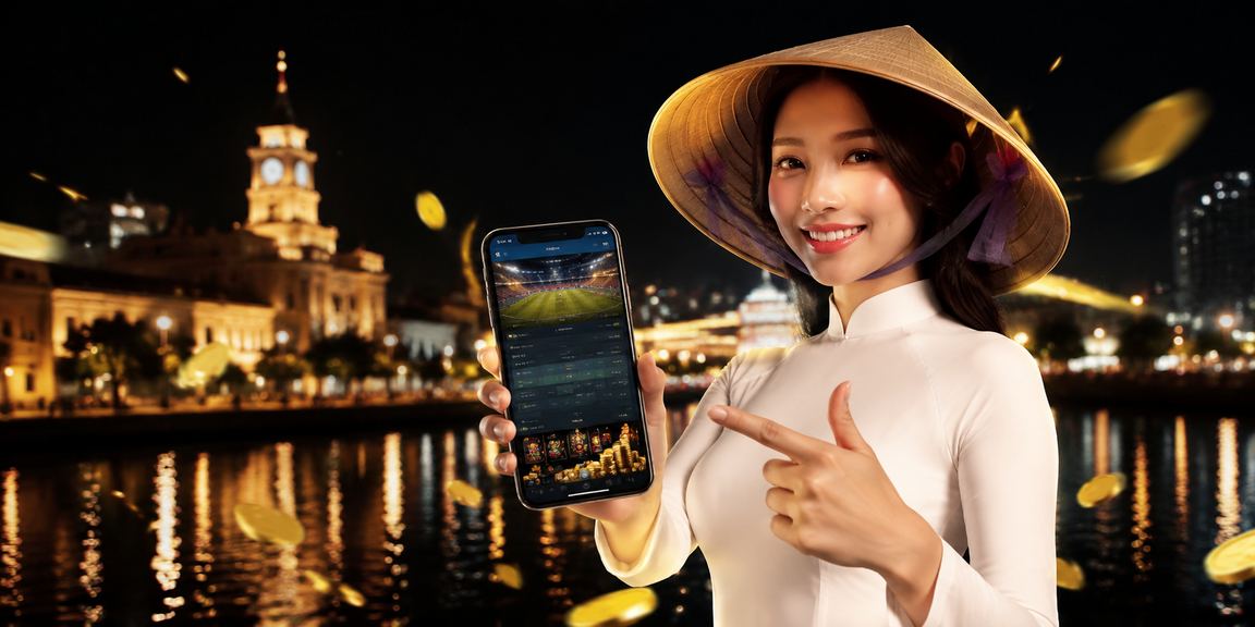 Người dùng TP.HCM đặt kèo bóng đá qua điện thoại di động với nón lá truyền thống